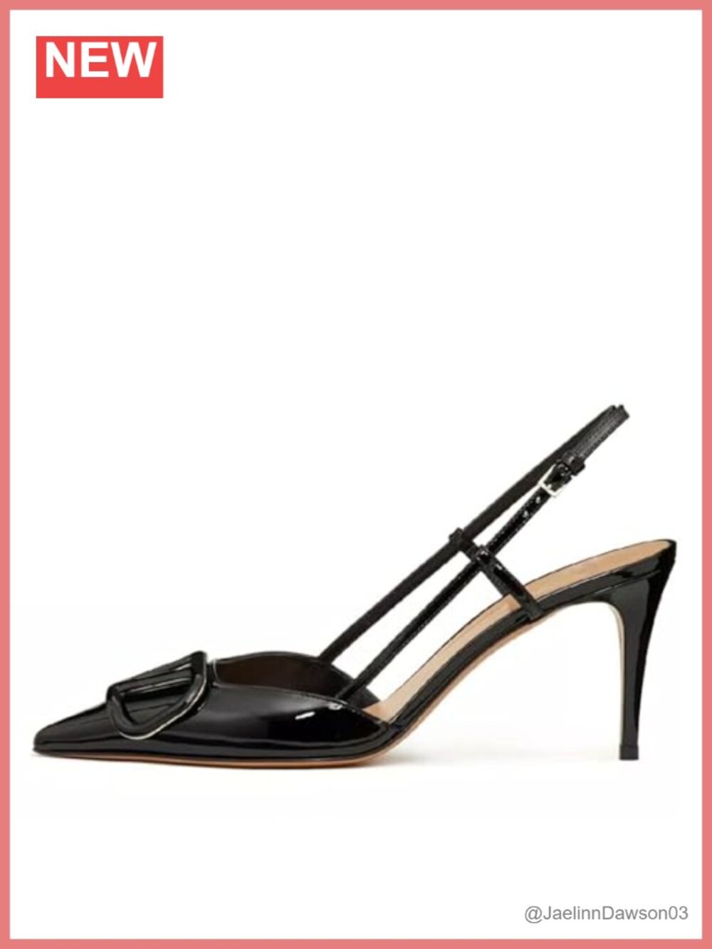 BlingQueen Women Heeled Slingback Sandals Closed Pointed Toe Stiletto Patent